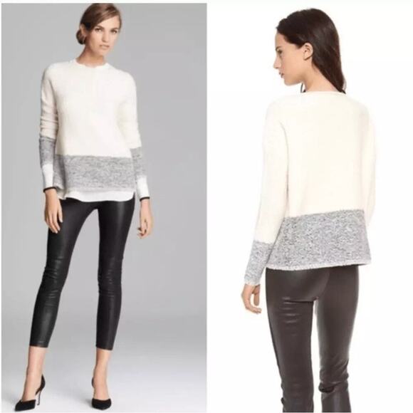 Vince Colorblock Boat Neck Wool Cashmere Silk Blend Sweater Size Small - Picture 2 of 9